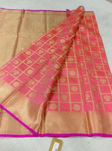 Pitch Color Fancy Silk Saree