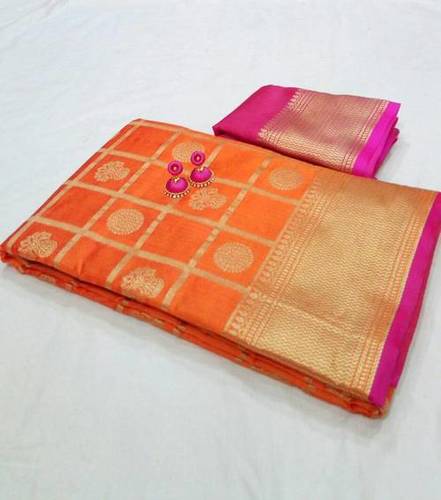 Orange Butter Silk Saree