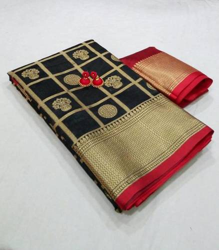 Black & Red Wedding Silk Saree