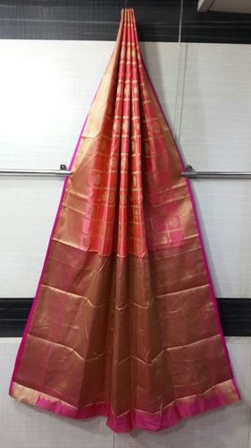Pink & Golden Jacquard Silk Saree