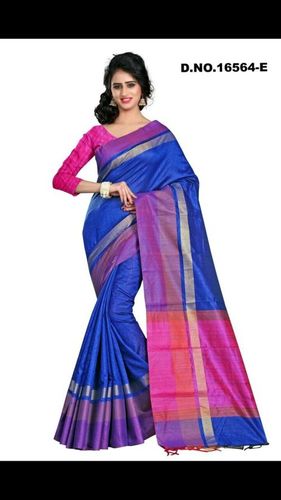 Tussar Silk Saree - Blue Silk, Plain Design | Elegant Traditional Fashion Statement