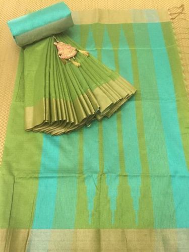 Sea Green & Blue Tussar Vaani Silk Saree