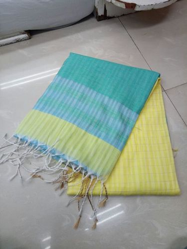 Sea Green & Yellow Tussar Korvai Silk Saree