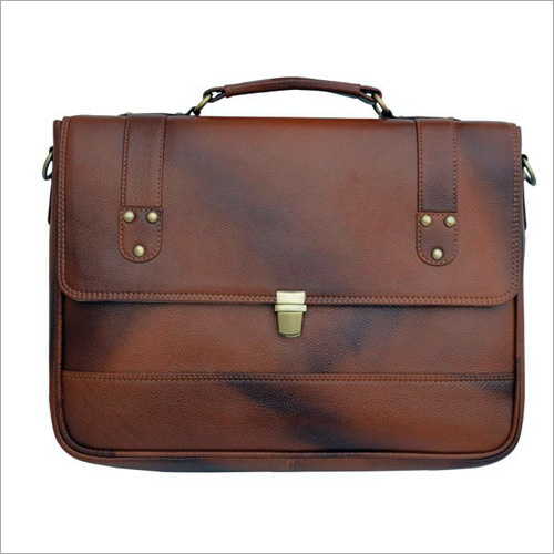 Brown Lockable Leather Bag