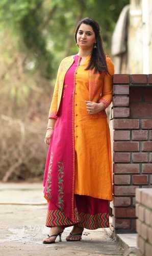 Multicolor Block Printed Anarkali Suit
