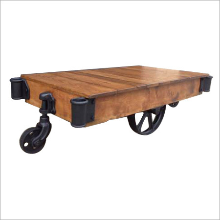 Wood Color Cart Coffee Table