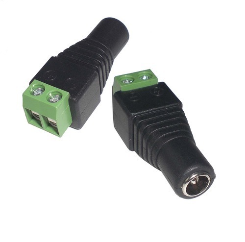 Brass Female DC Connector - Brass Material, Green & Black Color | Ideal for Electricity Use