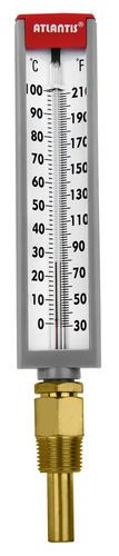 6 Inch Industrial Glass Thermometer (Bottom Mount Type) Temperature Range: -50...200 Celsius (Oc)