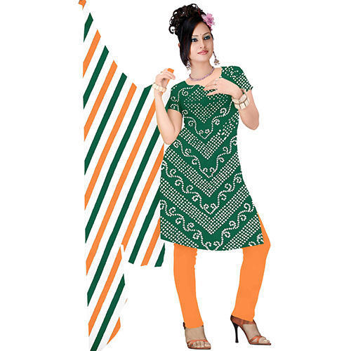 Green Bandhej Suit