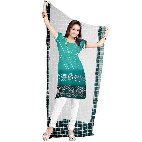 Cadet Blue Bandhani Suit