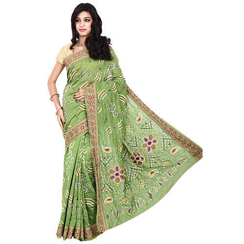 Green Bandhani Saree