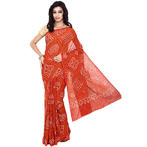 Orange Bandhej Saree