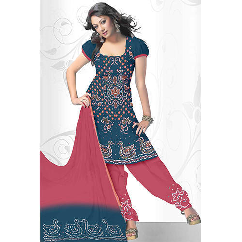 Bandhej Blue Print Suit
