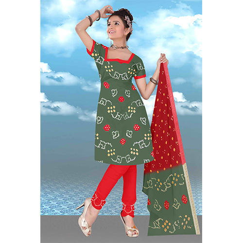 Bandhej Green Fashionable Suit