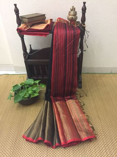 Black Tussar Silk Saree