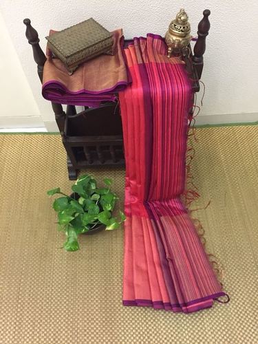 Pink Tussar Silk Saree