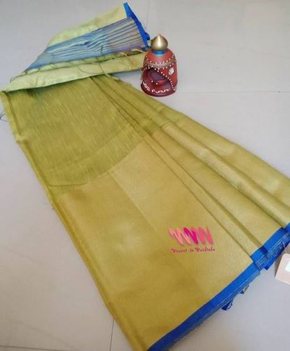 Yellow Tussar Silk Saree