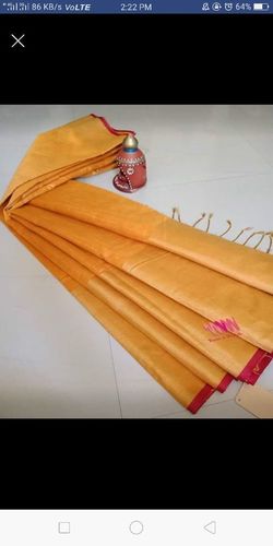 Yellow Tussar Silk Saree