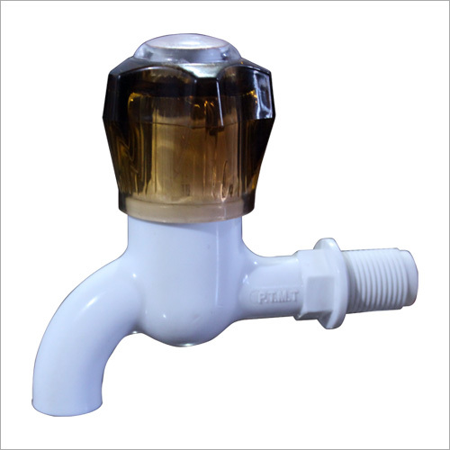 PTMT Bib Cock - PVC Plastic, 10x5x7 cm, White | Easy Installation, Durable Design, Versatile Use, Leak-proof, Water Saving, 1-Year Warranty
