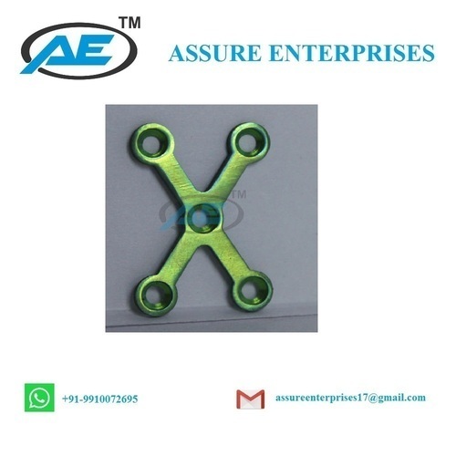 X Shape Plate - Stainless Steel 316-L & Titanium 6AL-4V, Dia 1.2mm with 5 Holes for Maxillofacial Implants