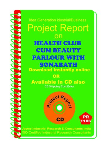 Health Club Cum Beauty Parlour with Sonabath Establishment Ebook - PDF/CD, Project Report with Business Plan and Market Analysis