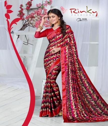 Red Designer Printed Saree