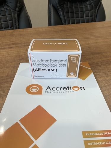 Aceclofenac 100mg+Paracetamol 325mg+Serratiopeptidase(EC) 10mg