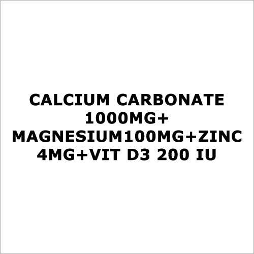 Calcium carbonate 1000mg+Magnesium100mg+Zinc 4mg+Vit D3 200 IU