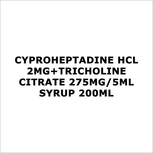 Cyproheptadine Hcl 2mg+Tricholine Citrate 275mg 5ml Syrup 200ml