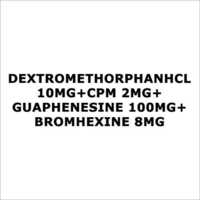 DextromethorphanHCL 10mg+CPM 2mg+Guaphenesine 100mg+Bromhexine 8mg