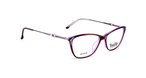 TUULIP TP-175 - Acetate Material, Female Cat-Eye Frame Design | Burgundy & Pink Shine Full Rim Finish
