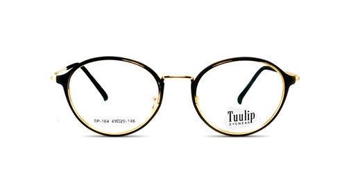 TUULIP TP-164 - Acetate Full Rim Round Frame, Black Matte Unisex Design