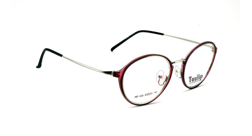 TUULIP TP-164 - Acetate Material, Full Rim, Unisex Design | Burgundy Shine Round Frame