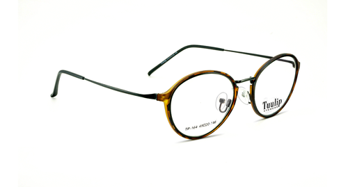 TUULIP TP-164 - Acetate Material, Unisex Full Rim Design | DA Black Shine Round Frame