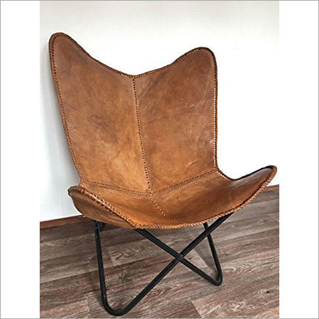 Iron Powder Coated Leather Butterfly Chair