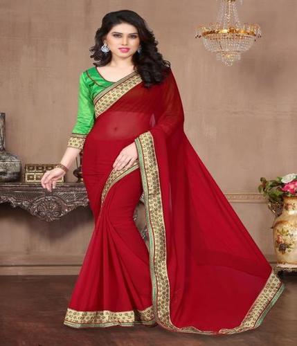 Maroon Fancy Border Saree