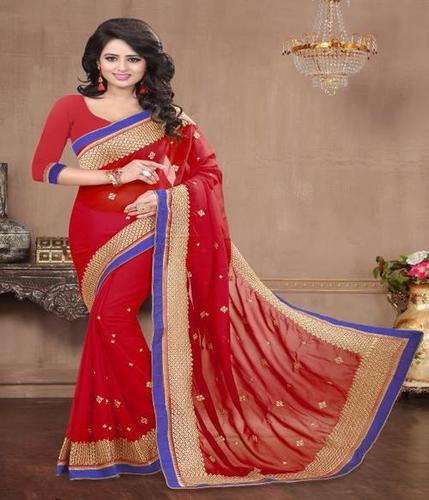 Maroon Georgette Stone Work Saree