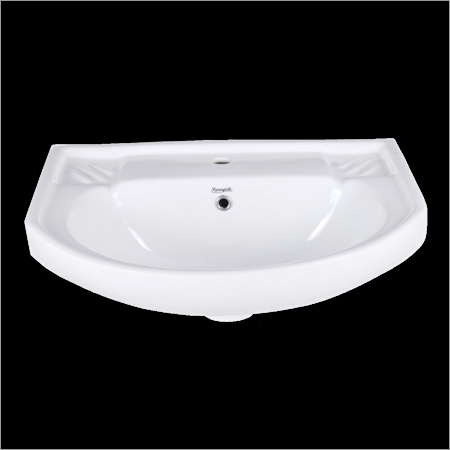 Plain Wash Basin - Ceramic, Elongated Shape, Wall Mounted | Highly Durable Design, Ideal Bathroom Accessory for Long-Lasting Use