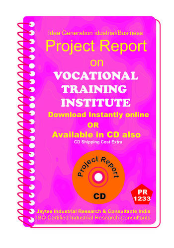 Vocational Training Institute establishment Project Report ebook
