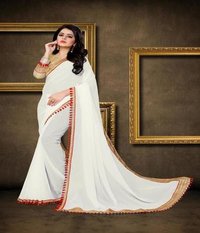 Multi White Silk Saree