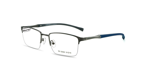 DSPEC Matte Gun Frame - Half Rim Square Frame, Unisex