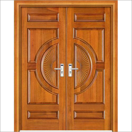 Half Moon Double Door - Solid Wood Frame, Polyurethane Infilling, Center Lock Handle Position - Finished Bamboo Surface