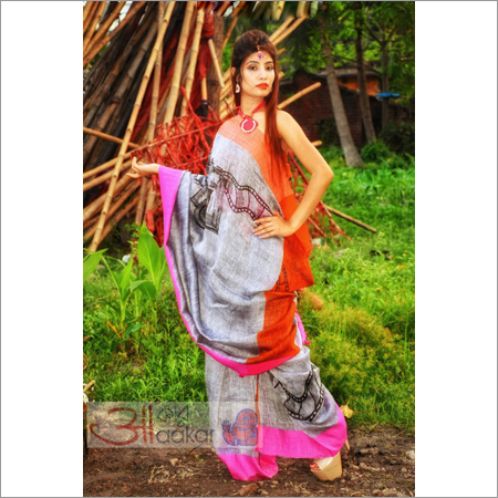 Ladies Handloom Linen Saree