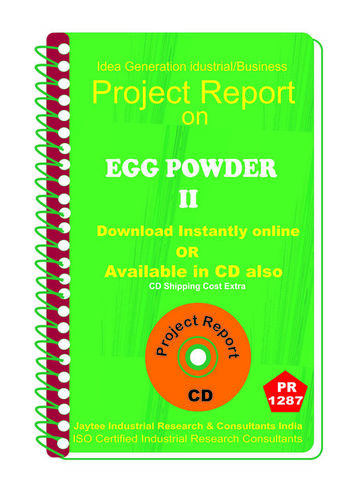 Egg powder B manufacturing Project Report eBook