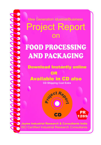 Food Processing and Packaging manufacturing Project Report eBook