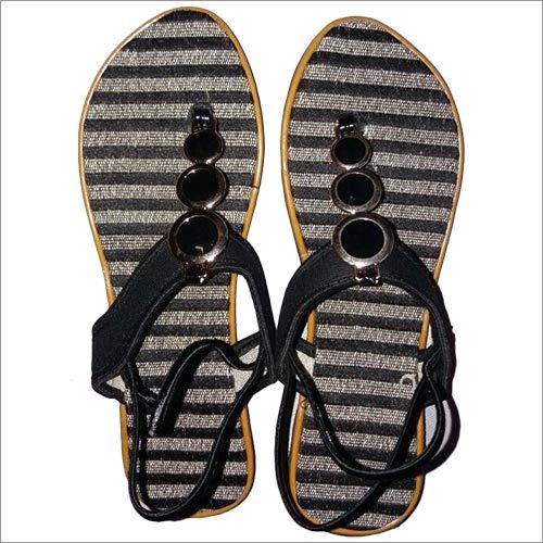 Fancy Black Jute Slipper