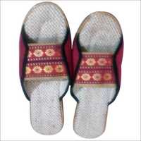 Ladies Fancy Jute Slippers - Jute Fabric, Size Varies, Red | Slip-on, Embroidered, Comfortable, Stylish, Durable, Breathable, Lightweight, Eco-friendly