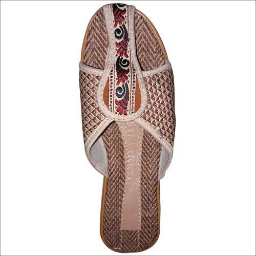 Ladies Fancy Brown Jute Slipper