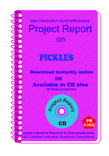 Pickles II Manufacturing Project Report eBook - Digital Food Processing Guide, 20 Chapters, Market Insights, Financial Analysis