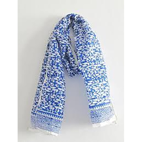 Blue And White Blcok Print Cotton Scarf